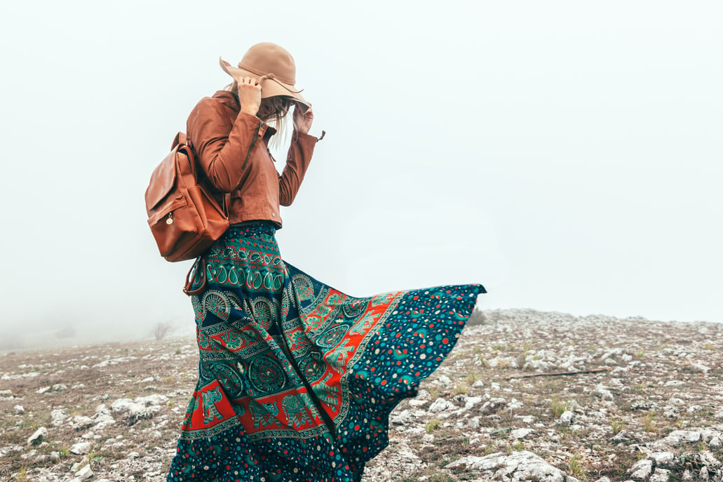 Woman in Boho Clothing